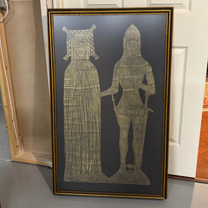 42" x 36" Framed Sir Edward & Lady Elyne Cerne Brass Rubbing - M331