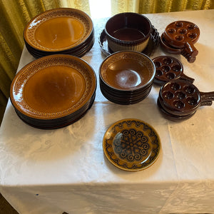 Vintage Crockery Grouping (Brown Plates and More) - R533
