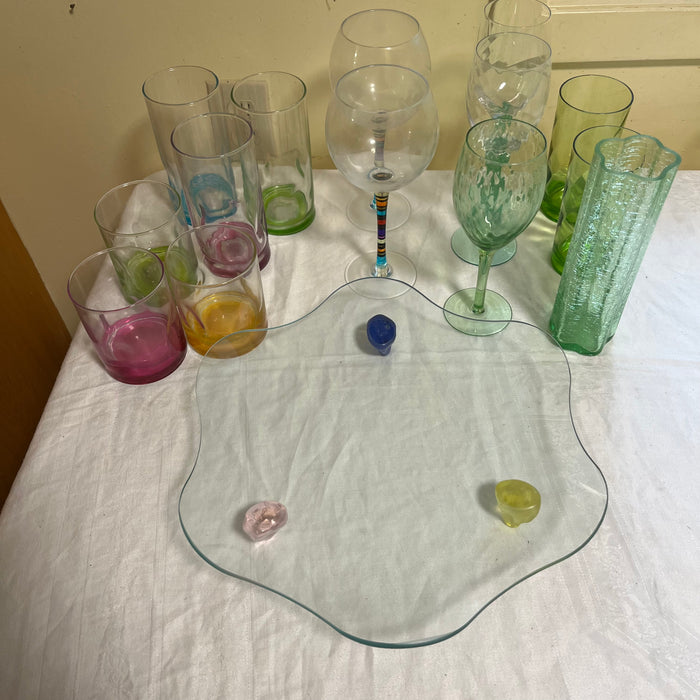 Colourful Glassware Grouping (Tray and More) - R539