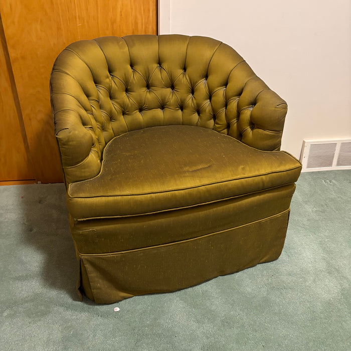 Vintage Chair with Olive Green Fabric - R582