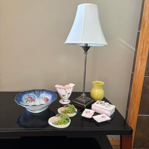 Table Lamp, China and More (small flowers on pink dishes are chipped) - S611