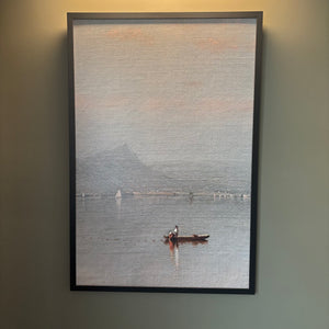 37” x 25” Framed Textured Boat in a Harbour Print - L301