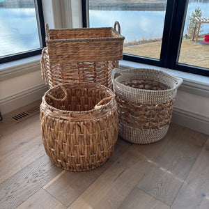 3 Large Wicker Baskets/Hampers and 1 Rectangular Basket - L324