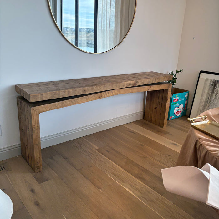 79" Long West Elm Emmerson Reclaimed Wood Console Table in Sierra Rustic Natural (Retail Value $1425) - L327