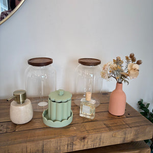 Home Decor Grouping (Glass Jars with Wooden Lids and More) - L329