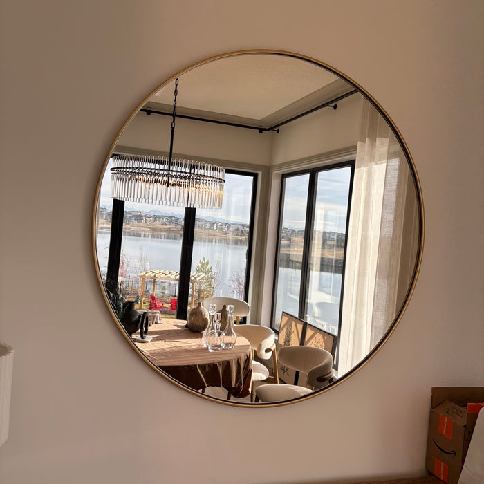 48” Wide Sabine Modern & Contemporary Antique Brass Framed Wall Mirror (Retail Value $530)  - L335