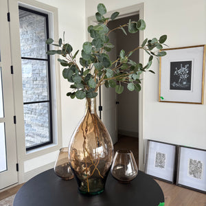 Set of 3 Brown/Green Glass Vases - L348