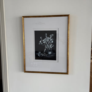 23” x 29” Framed Black and White Flowers Print - L351