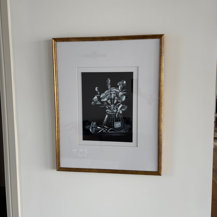 23” x 29” Framed Black and White Flowers Print - L351
