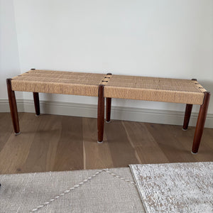51.25” Long Danish Style Corded Bench with Walnut Frame - L352B