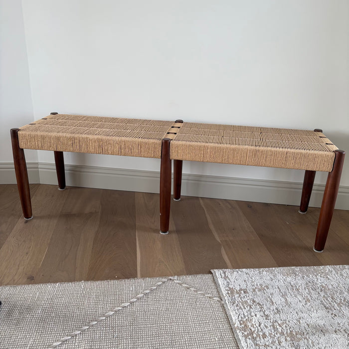 51.25” Long Danish Style Corded Bench with Walnut Frame - L352B