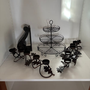 Black Metal Candle Holders and More Grouping - 0451