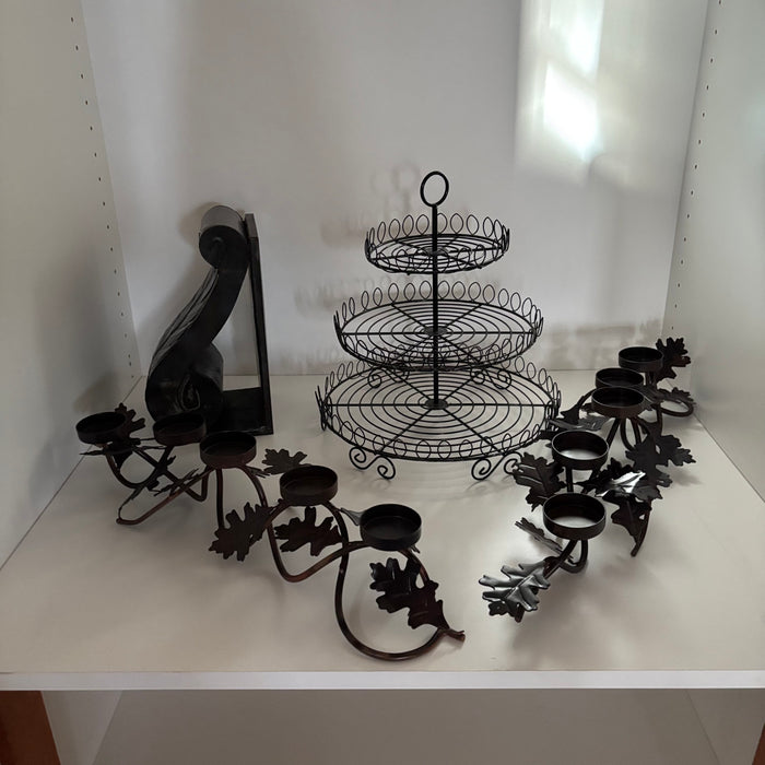 Black Metal Candle Holders and More Grouping - 0451