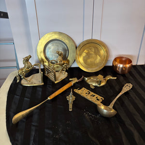 Vintage Decor Grouping (Brass Belt Hook and More) - 0485