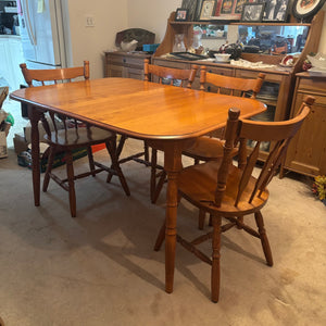 Solid Wood Kitchen Table with 4 Chairs and 1 Leaf (pictured with leaf) - B210