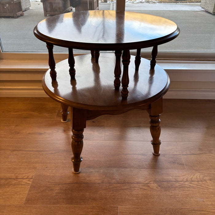 Solid Wood 2 Tiered Round Side Table -  B253
