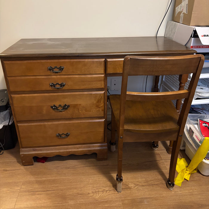 Solid Wood Desk and Chair (contents not included) - B260