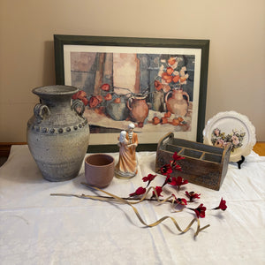 Framed Wall Art, Earthenware Vase and More Grouping - L144