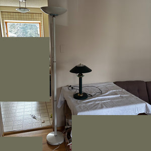 White Floor Lamp and Green Table Lamp - L176