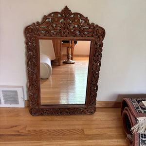 Vintage carved wooden mirror - L506