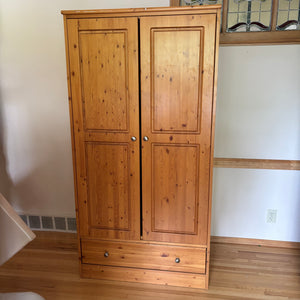 Vintage Knotty Pine Armoire with lower drawer - L507