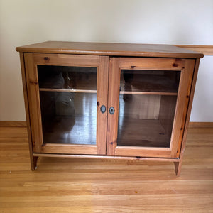 IKEA Leksvik Pine entertainment centre with glass doors - L510