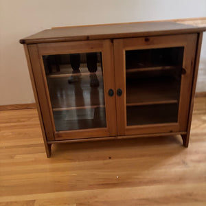 IKEA Leksvik Pine entertainment centre with glass doors - L511