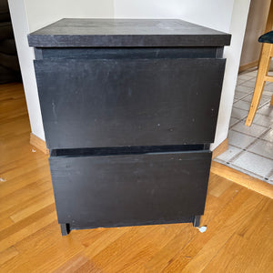 Dark brown Ikea Malm two drawer nightstand - L514