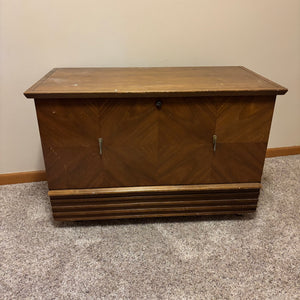 Vintage Solid Wood Canadian built cedar lined chest with lower drawer (no key) - L521