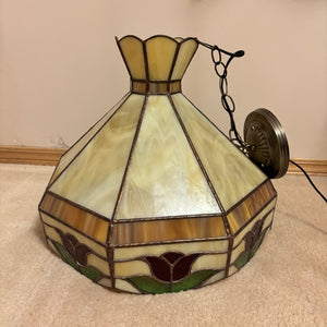 Vintage Tiffany style stained glass hanging lamp - L523