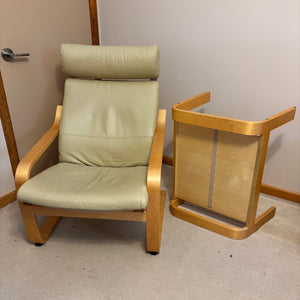 Vintage Ikea Poang chair and ottoman, some wear - L528