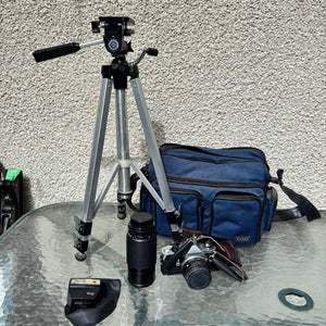 Vintage Film Camera Grouping (tripod and more)- O424