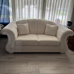 White fabric loveseat- O491