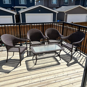 Set of 4 rattan patio chairs with coffee table - R510