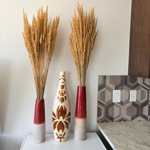 Red and cream pottery vases with wheat - R520