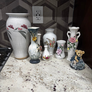 Porcelain and stone vases grouping - R573