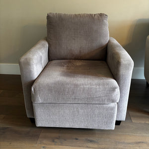 Modern grey velour- like fabric armchair - J402