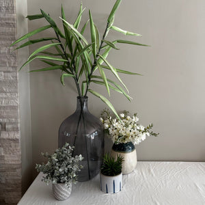 Home Decor Grouping (large glass vase with faux greenery and more) - J440