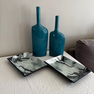 Home Decor Grouping (decorative blue porcelain vases and more)-J447
