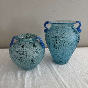 Home Decor Grouping (2 blue and teal glass vases)-J451
