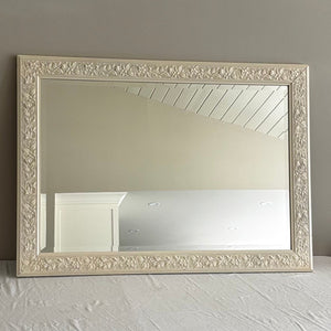 36” x 24” heavy framed white wall mirror - J463