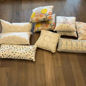 Set of ten floral themed throw cushions - J506