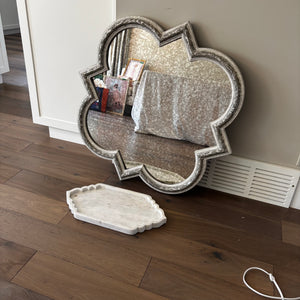 Home Decor Grouping (crackled silver heavy decorative mirror and marble tray)-J466