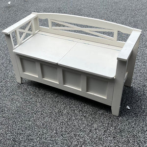 White wooden storage entry bench -J549