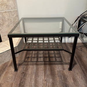 Modern glass and metal end table - C802