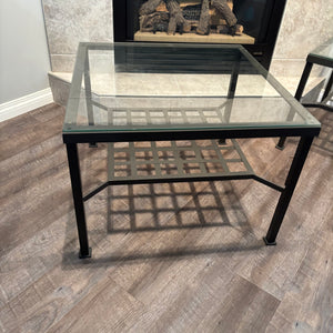 Modern glass and metal end table - C803