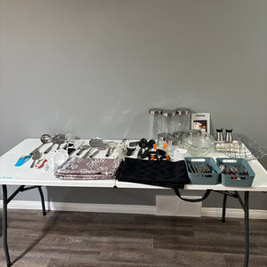 Large Kitchen and table Grouping (utensils and more) C829 ***table IS included