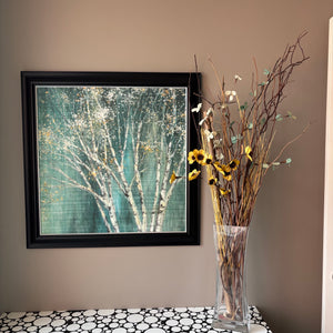Home Decor Grouping (blue toned birch artwork and vase) - S601