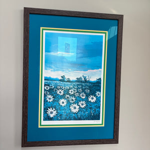 34' x 24' Framed David Najar print "Sunflowers at Dusk" - S602 (slightly faded from sun)