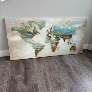 55” x 27” Urban barn World map canvas artowrk -S635